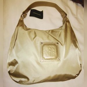 Longchamp Woman's Beige Nylon Hobo Shoulder Bag